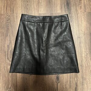 J Crew sz 6 Black Faux-leather A-line mini skirt